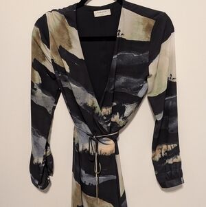 Babaton Black and Green Long Sleeve Dress